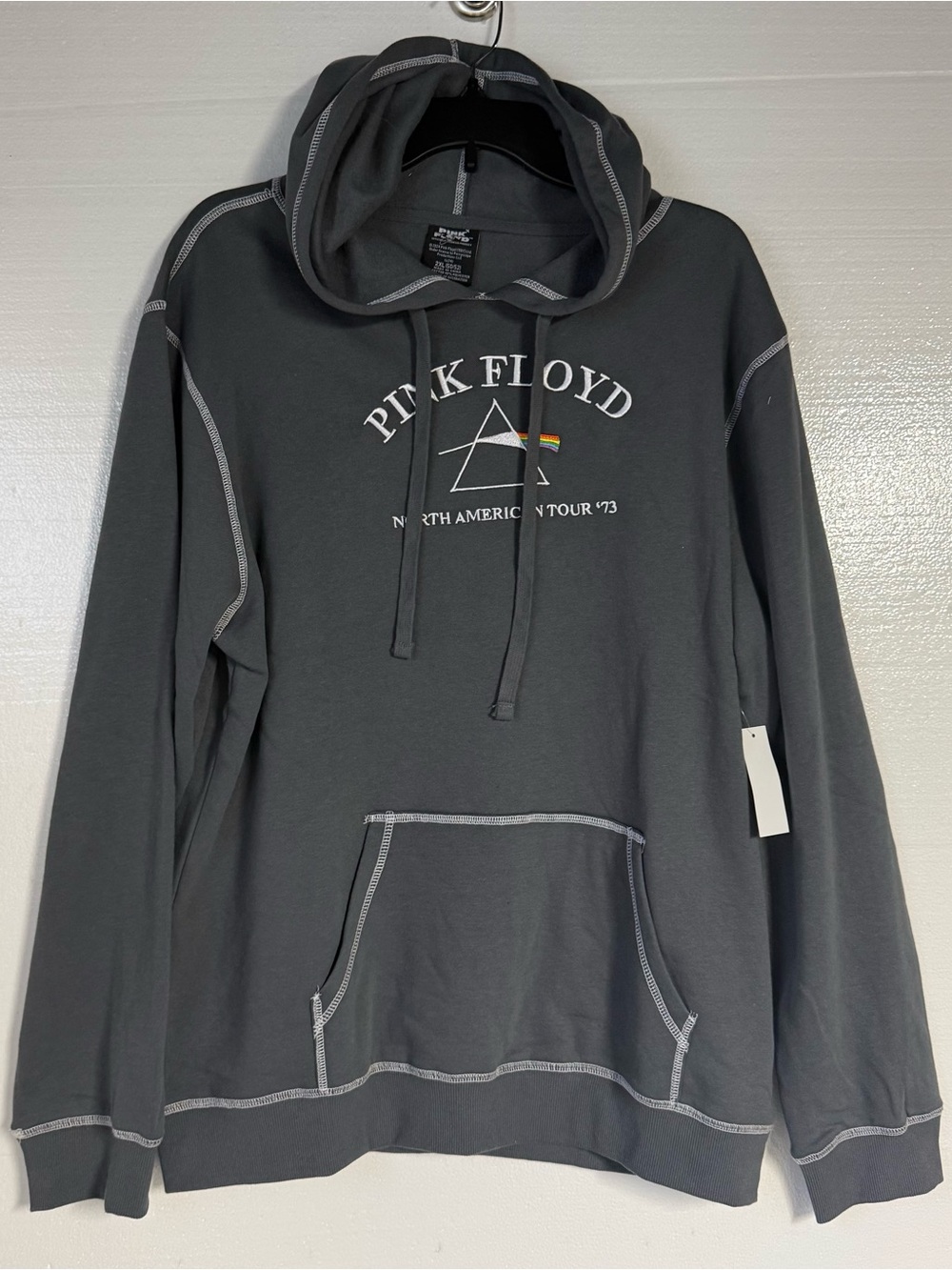 Pink Floyd Sweater Men 2XL Gray Graphic Embroidered Hoodie Sweatshirt Tour ‘73